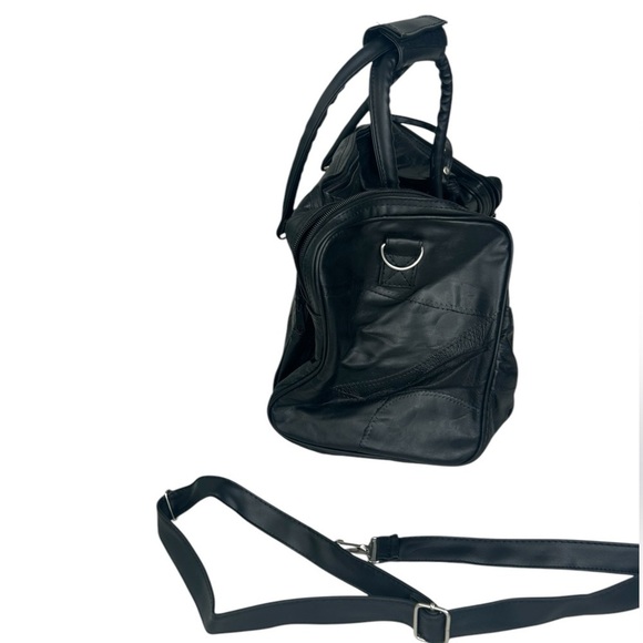 Bon Jovi 80's VIP Black Leather Duffle Overnight Travel Bag Rock N Roll Vintage - Picture 6 of 12